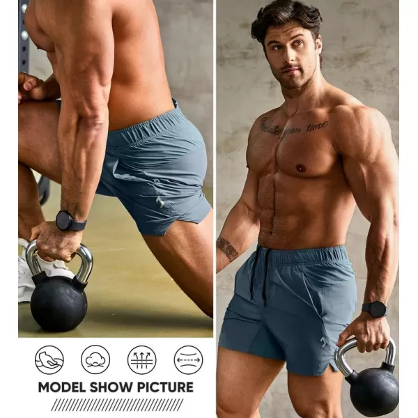 JMIERR Men's Gym Shorts Linerless 5" Quick Dry Workout Running Shorts with Zip Pockets Sports Athletic Shorts