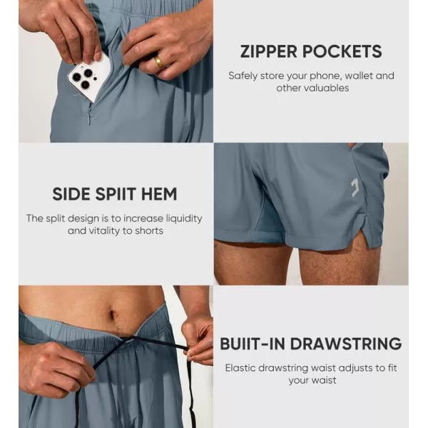 JMIERR Men's Gym Shorts Linerless 5" Quick Dry Workout Running Shorts with Zip Pockets Sports Athletic Shorts