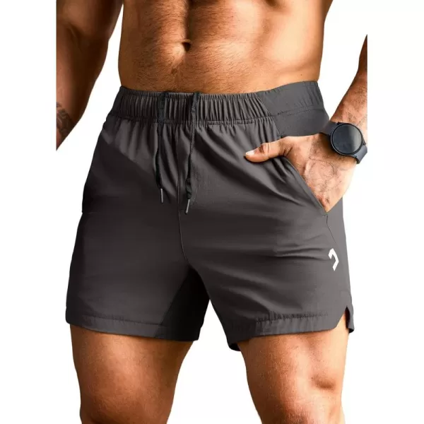JMIERR Men's Gym Shorts Linerless 5" Quick Dry Workout Running Shorts with Zip Pockets Sports Athletic Shorts