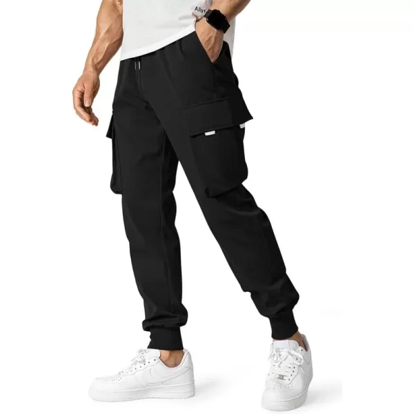 JMIERR Men's Casual Cargo Pants Drawstring Stretch Elastic Waist Tapered Pants with Pockets