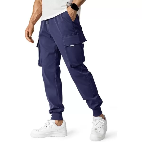 JMIERR Men's Casual Cargo Pants Drawstring Stretch Elastic Waist Tapered Pants with Pockets