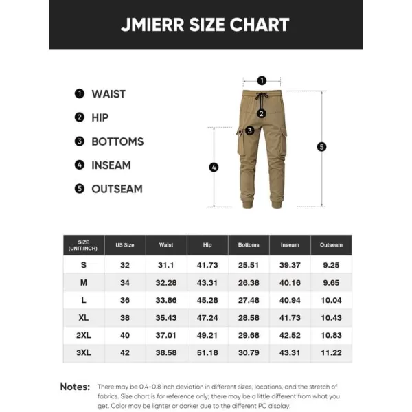 JMIERR Men's Casual Cargo Pants Drawstring Stretch Elastic Waist Tapered Pants with Pockets