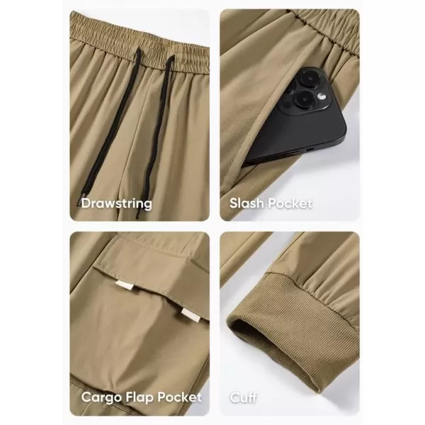 JMIERR Men's Casual Cargo Pants Drawstring Stretch Elastic Waist Tapered Pants with Pockets