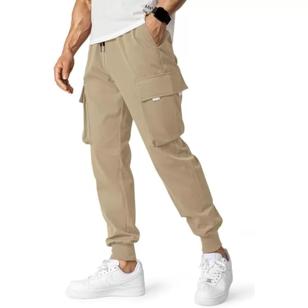 JMIERR Men's Casual Cargo Pants Drawstring Stretch Elastic Waist Tapered Pants with Pockets