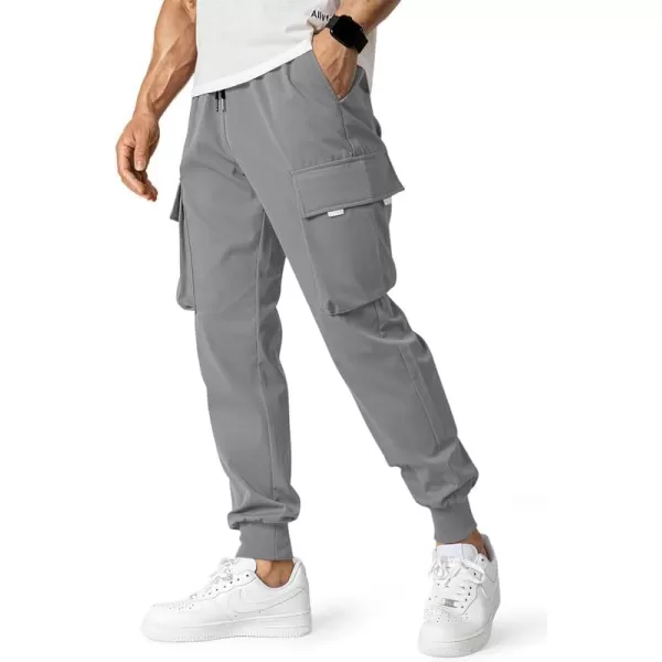 JMIERR Men's Casual Cargo Pants Drawstring Stretch Elastic Waist Tapered Pants with Pockets