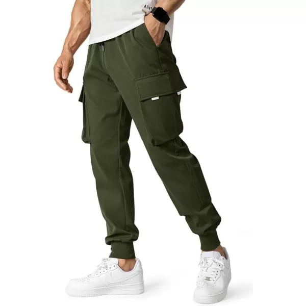 JMIERR Men's Casual Cargo Pants Drawstring Stretch Elastic Waist Tapered Pants with Pockets