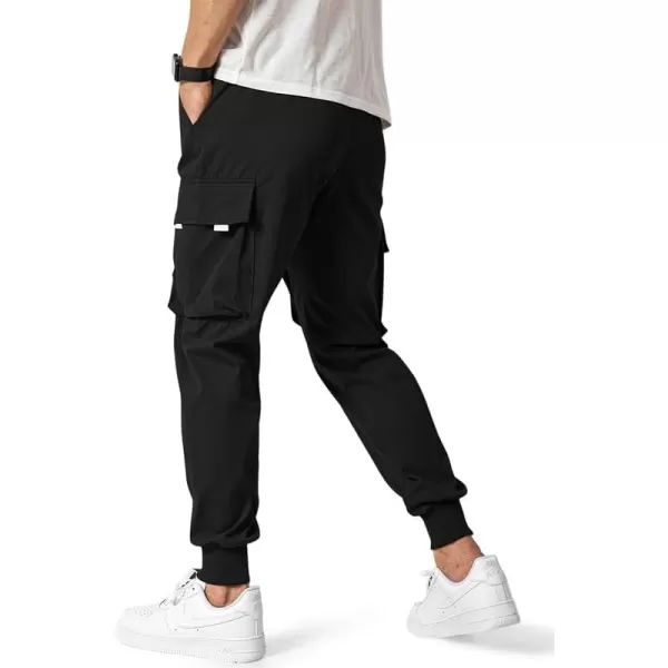 JMIERR Men's Casual Cargo Pants Drawstring Stretch Elastic Waist Tapered Pants with Pockets