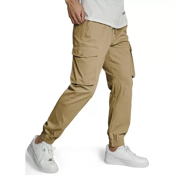 JMIERR Men's Casual Cargo Pants Stretch Elastic Waist Drawstring Tapered Pants with Pockets
