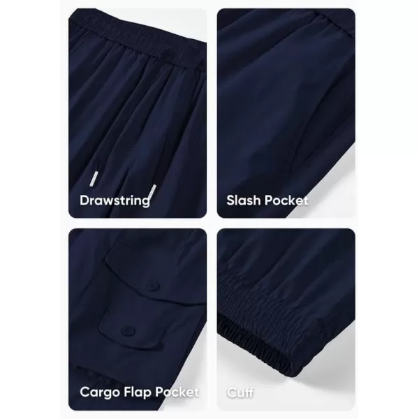 JMIERR Men's Casual Cargo Pants Stretch Elastic Waist Drawstring Tapered Pants with Pockets