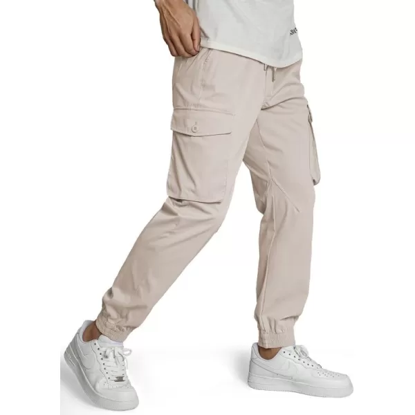JMIERR Men's Casual Cargo Pants Stretch Elastic Waist Drawstring Tapered Pants with Pockets