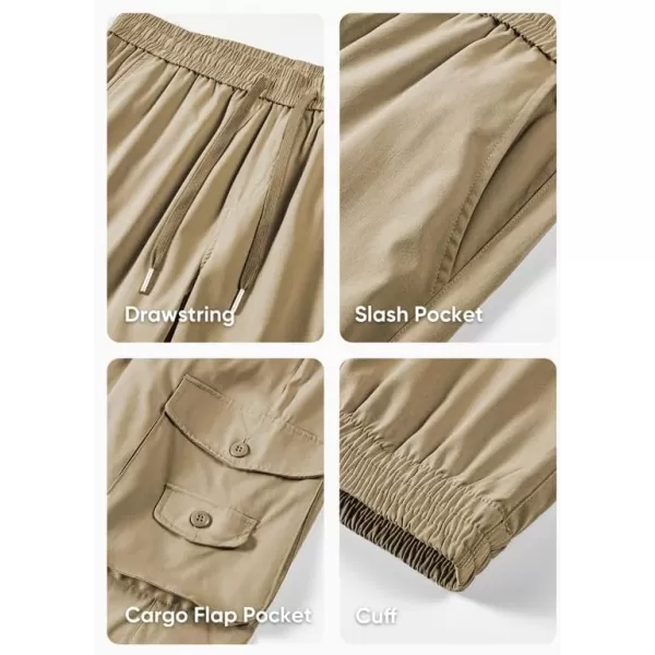 JMIERR Men's Casual Cargo Pants Stretch Elastic Waist Drawstring Tapered Pants with Pockets