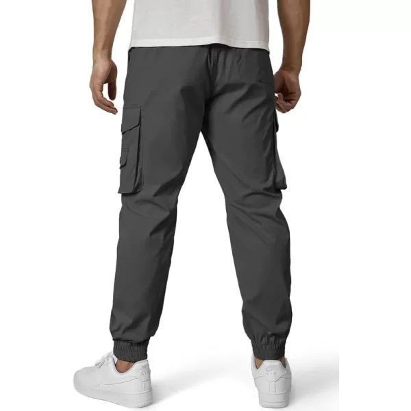 JMIERR Men's Casual Cargo Pants Stretch Elastic Waist Drawstring Tapered Pants with Pockets