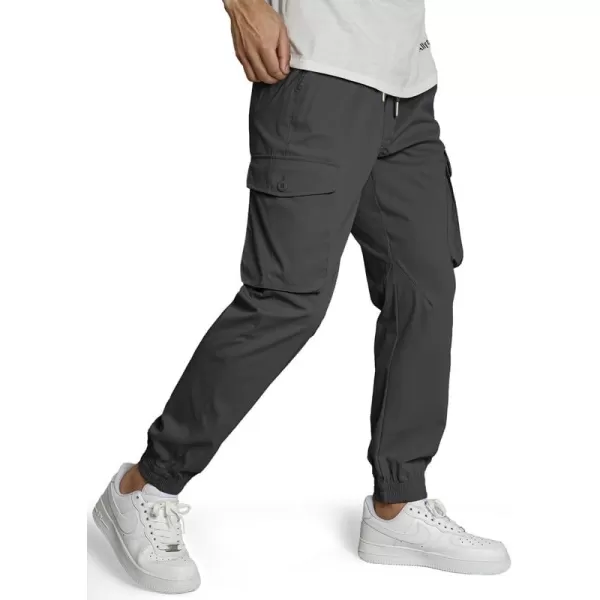 JMIERR Men's Casual Cargo Pants Stretch Elastic Waist Drawstring Tapered Pants with Pockets