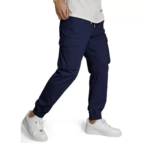 JMIERR Men's Casual Cargo Pants Stretch Elastic Waist Drawstring Tapered Pants with Pockets