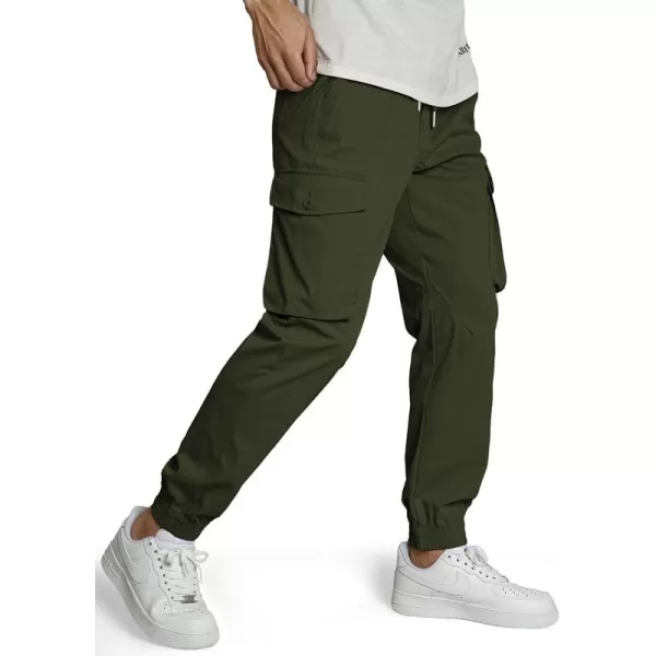 JMIERR Men's Casual Cargo Pants Stretch Elastic Waist Drawstring Tapered Pants with Pockets