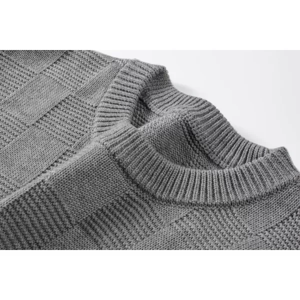 JMIERR Men's Crewneck Sweater Classic Checkered Knit Pullover Long Sleeve Casual Warm Jumper