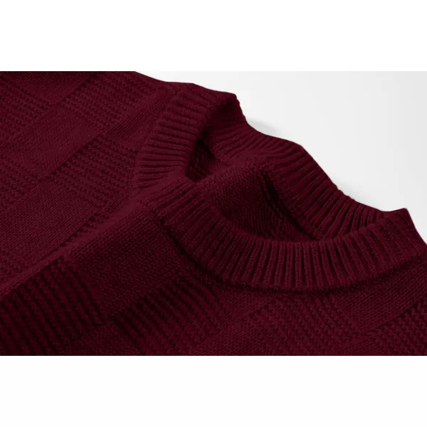 JMIERR Men's Crewneck Sweater Classic Checkered Knit Pullover Long Sleeve Casual Warm Jumper