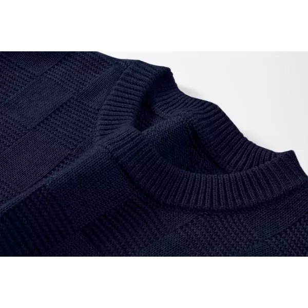 JMIERR Men's Crewneck Sweater Classic Checkered Knit Pullover Long Sleeve Casual Warm Jumper