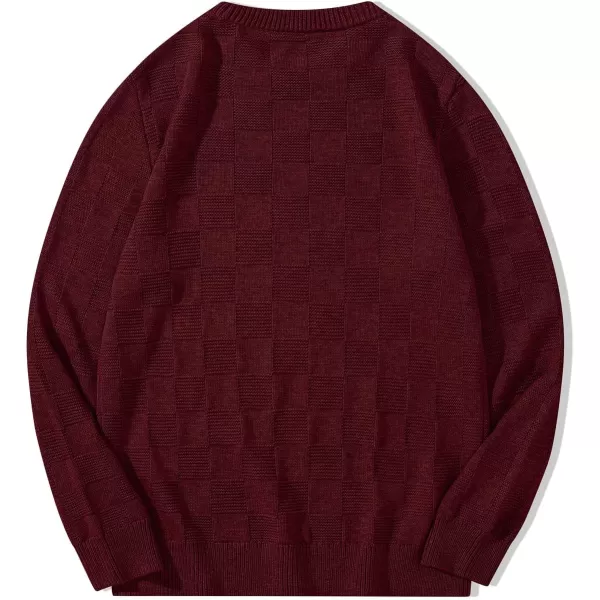 JMIERR Men's Crewneck Sweater Classic Checkered Knit Pullover Long Sleeve Casual Warm Jumper