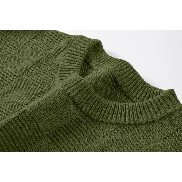 JMIERR Men's Crewneck Sweater Classic Checkered Knit Pullover Long Sleeve Casual Warm Jumper