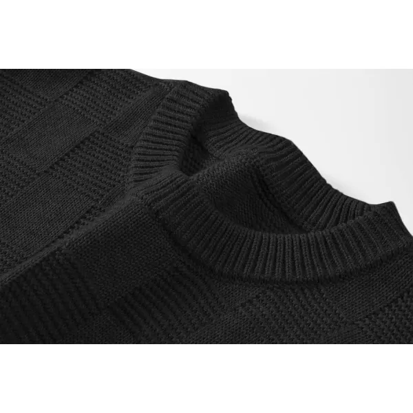 JMIERR Men's Crewneck Sweater Classic Checkered Knit Pullover Long Sleeve Casual Warm Jumper