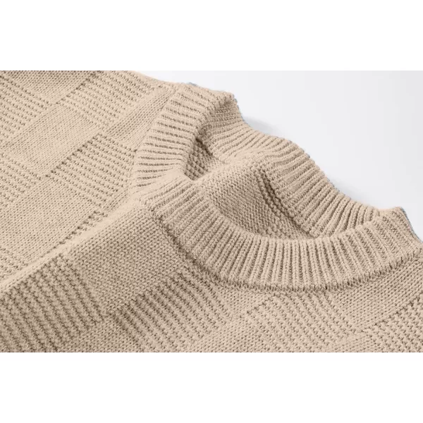 JMIERR Men's Crewneck Sweater Classic Checkered Knit Pullover Long Sleeve Casual Warm Jumper