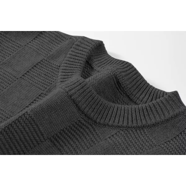 JMIERR Men's Crewneck Sweater Classic Checkered Knit Pullover Long Sleeve Casual Warm Jumper