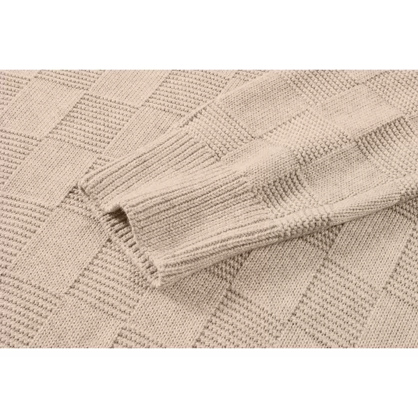 JMIERR Men's Crewneck Sweater Classic Checkered Knit Pullover Long Sleeve Casual Warm Jumper