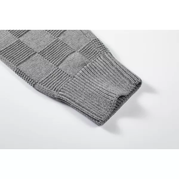 JMIERR Men's Crewneck Sweater Classic Checkered Knit Pullover Long Sleeve Casual Warm Jumper