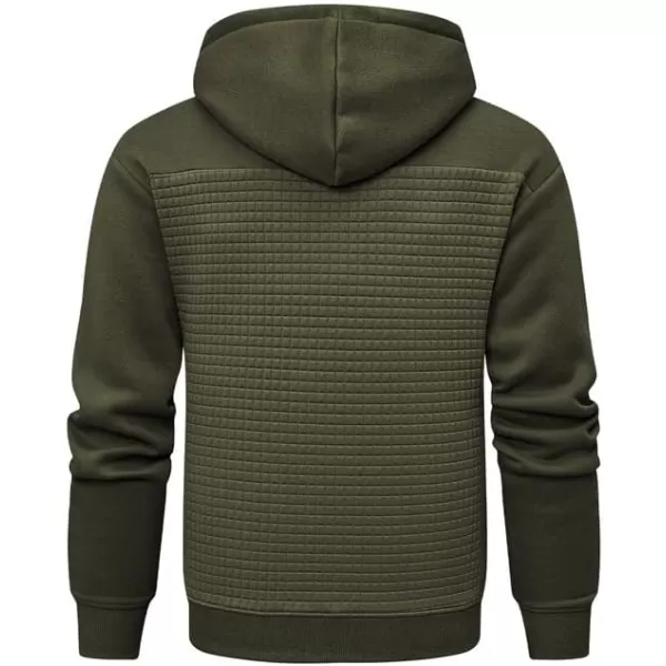 JMIERR Men's Hooded Sweatshirt Casual Long Sleeve Drawstring Waffle Pullover Hoodies with Pockets