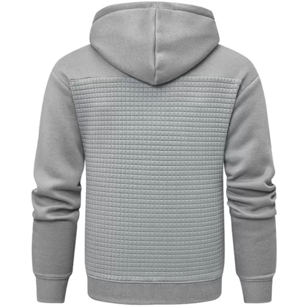 JMIERR Men's Hooded Sweatshirt Casual Long Sleeve Drawstring Waffle Pullover Hoodies with Pockets