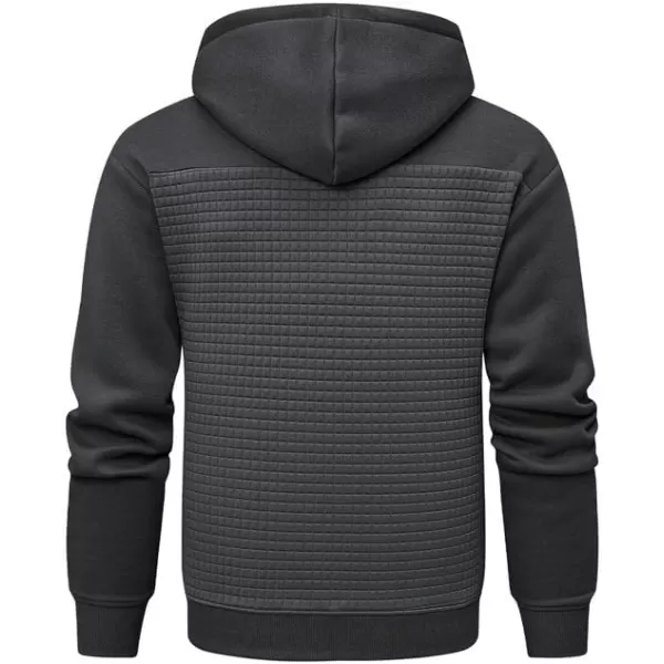 JMIERR Men's Hooded Sweatshirt Casual Long Sleeve Drawstring Waffle Pullover Hoodies with Pockets
