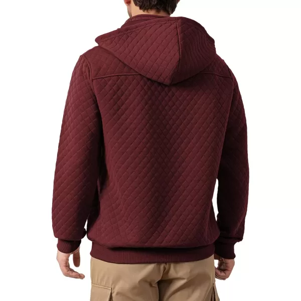 JMIERR Men's Quilted Hoodies Casual Long Sleeve Quarter-Zip Pullover Sweatshirt with Pockets
