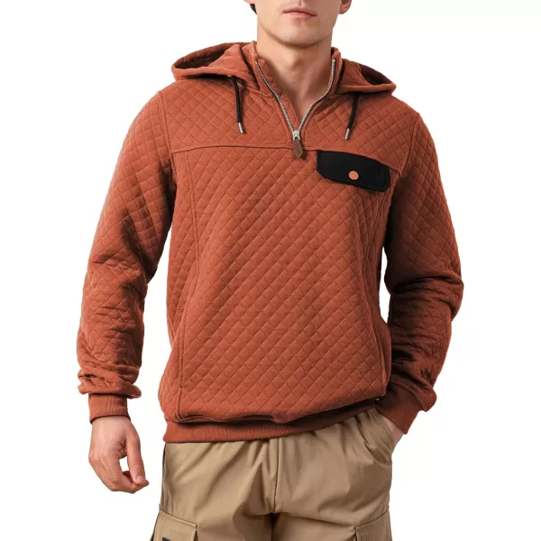 JMIERR Men's Quilted Hoodies Casual Long Sleeve Quarter-Zip Pullover Sweatshirt with Pockets