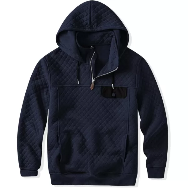 JMIERR Men's Quilted Hoodies Casual Long Sleeve Quarter-Zip Pullover Sweatshirt with Pockets