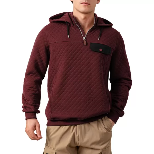JMIERR Men's Quilted Hoodies Casual Long Sleeve Quarter-Zip Pullover Sweatshirt with Pockets