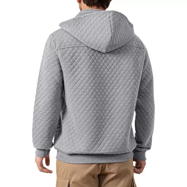 JMIERR Men's Quilted Hoodies Casual Long Sleeve Quarter-Zip Pullover Sweatshirt with Pockets