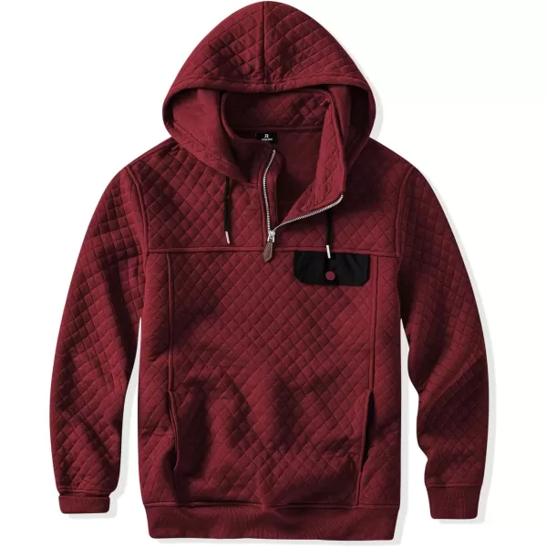 JMIERR Men's Quilted Hoodies Casual Long Sleeve Quarter-Zip Pullover Sweatshirt with Pockets