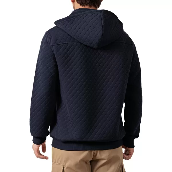 JMIERR Men's Quilted Hoodies Casual Long Sleeve Quarter-Zip Pullover Sweatshirt with Pockets