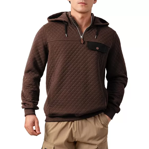 JMIERR Men's Quilted Hoodies Casual Long Sleeve Quarter-Zip Pullover Sweatshirt with Pockets