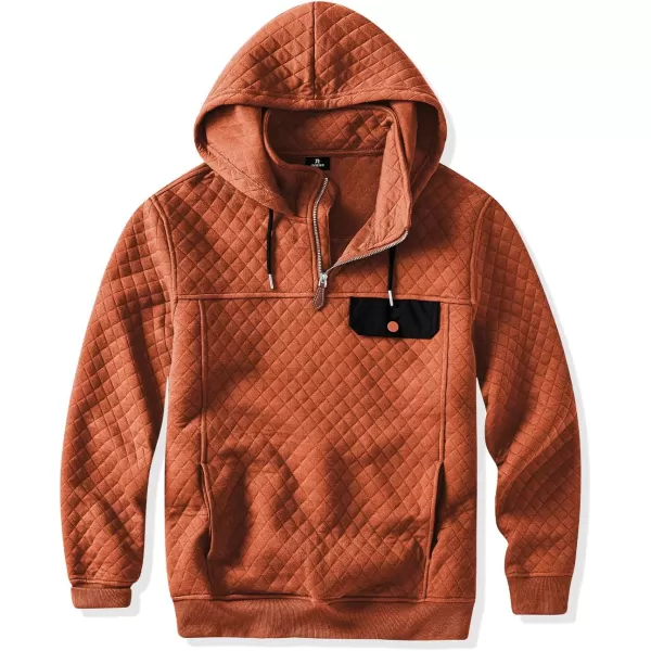 JMIERR Men's Quilted Hoodies Casual Long Sleeve Quarter-Zip Pullover Sweatshirt with Pockets
