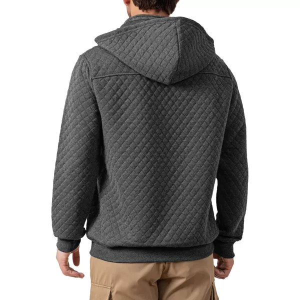 JMIERR Men's Quilted Hoodies Casual Long Sleeve Quarter-Zip Pullover Sweatshirt with Pockets