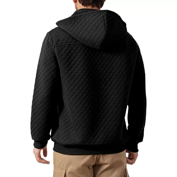 JMIERR Men's Quilted Hoodies Casual Long Sleeve Quarter-Zip Pullover Sweatshirt with Pockets