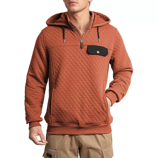 JMIERR Men's Quilted Hoodies Casual Long Sleeve Quarter-Zip Pullover Sweatshirt with Pockets