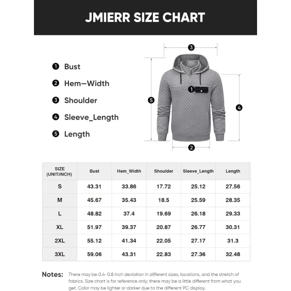 JMIERR Men's Quilted Hoodies Casual Long Sleeve Quarter-Zip Pullover Sweatshirt with Pockets