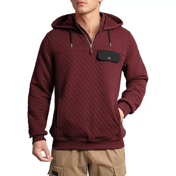 JMIERR Men's Quilted Hoodies Casual Long Sleeve Quarter-Zip Pullover Sweatshirt with Pockets