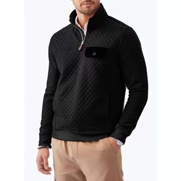 JMIERR Men's Quilted Sweatshirt Casual Long Sleeve Outdoor Stand Collar Quarter-Zip Pullover Sweatshirts