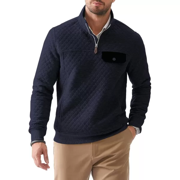 JMIERR Men's Quilted Sweatshirt Casual Long Sleeve Outdoor Stand Collar Quarter-Zip Pullover Sweatshirts