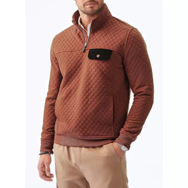 JMIERR Men's Quilted Sweatshirt Casual Long Sleeve Outdoor Stand Collar Quarter-Zip Pullover Sweatshirts