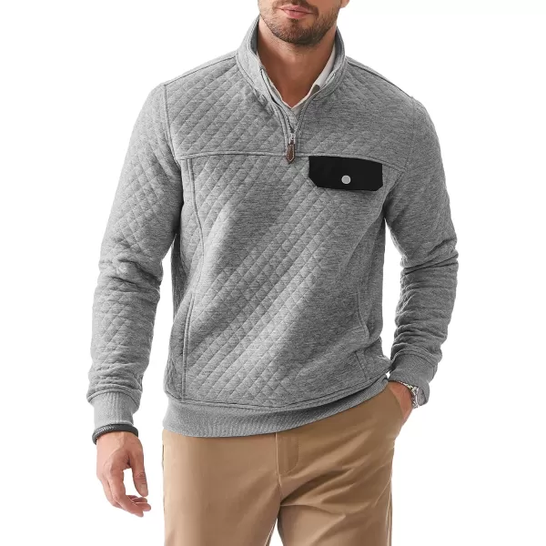 JMIERR Men's Quilted Sweatshirt Casual Long Sleeve Outdoor Stand Collar Quarter-Zip Pullover Sweatshirts